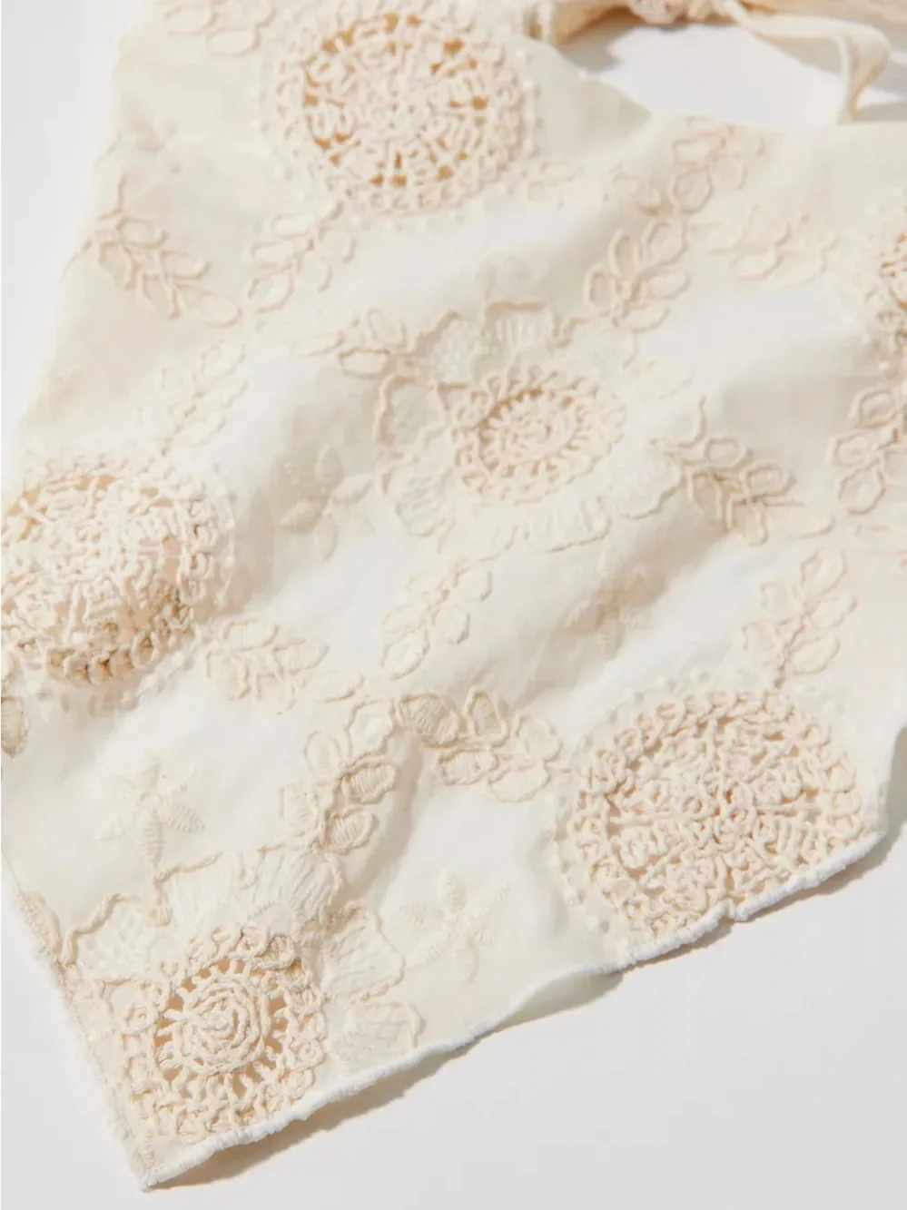Urban Betty Floral Crochet Headscarf Cream Ivory Boho Cottagecore Bandana
